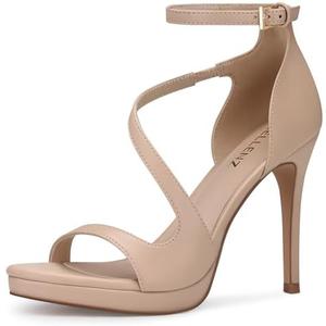 CELLENZ Stiletto Women High Heels: 4.3 Inch Comfortable Heels Prom Party Wedding, Peep Toe Platform Heels, Black White Silver Gold Strappy Heel Sandals, 8.5