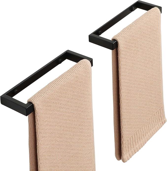 Alise 8'' Hand Towel Holder,Black Towel Bar for Bathroom Wall Mount, Black, 2 Pack