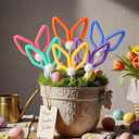 Suncalla 12 Pcs Easter Tree Decoration Large Bunny Ear Picks with White Pom Poms 9.8 Inch Colorful Easter Tree Topper Ornaments Signs Cute Rabbit Ears Picks Ornaments for Spring Party Vase Decor