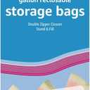 Amazon Basics Reclosable Gallon Food Storage Bags with Double Zipper Seal, Stand and Fill Base, BPA Free, 120 Count