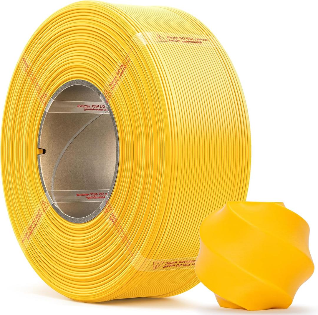 MarsWork PLA Filament 1.75mm PLA 3D Printer Filament(Refill),1kg Refill for Reusable Spools(2.2lbs),Premium Quality 3D Printing Filament for Bambu lab 3D Printers,Dark Yellow