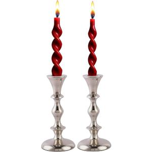 Rely+ Silver Candle Holders Set of 2 Decorative Centerpiece Table Candlesticks Holders for Taper Candles Home Decor Easter Candle Holders for Dinner Party Wedding Decorations