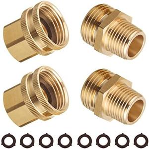 JOEJET Garden Hose Adapter, 3/4 Inch GHT to 1/2 Inch NPT, Brass Quick Connect Garden Hose Fittings, 2 Pack