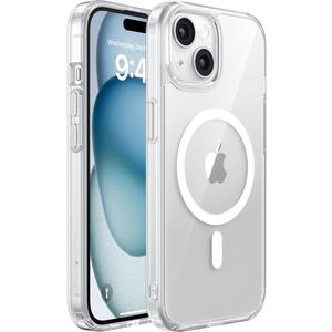 Miracase Magnetic for iPhone 15 Case Clear, Compatible with MagSafe Accessories [Not-Yellowing], Shockproof Slim Phone Case for iPhone 15, Clear Magnetic