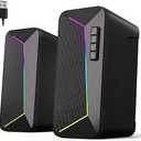 Jeecoo M30 Bluetooth Computer Speakers, PC Gaming Speakers for Desktop with Crisp Stereo Sound, Dynamic LED Modes, Easy-Access Control, 10W - USB-Powered