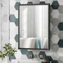 20x28 Inch Black Bathroom Medicine Cabinet with Mirror Metal Medicine Cabinet Recessed or Surface Wall Mounted Mirror Cabinet Brushed Matte Aluminum Alloy Framed