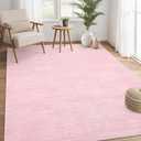 RUGSREAL 8x10 Washable Rug for Living Room Non-Slip Modern Abstract Area Rug Stain Resistant Large Bedroom Rug Contemporary Accent Throw Floor Carpet Solid Rug for Dining Room Home Decor, Pink