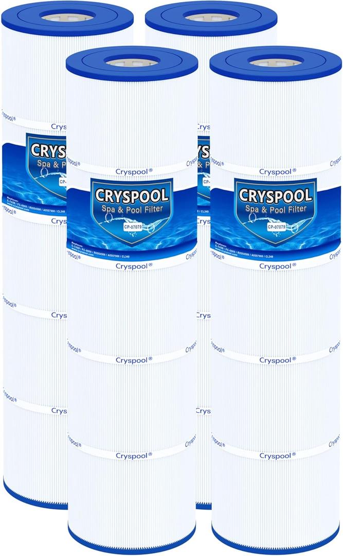 Cryspool 07079 Filter Compatible with Jandy CL340, CV340, PJAN85, R0554500, C-7459, FC-0800, A0557900, 485 Sq. Ft Pool Filter Cartridge, 4 Pack