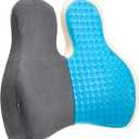 Lumbar Support Pillow for Office Chair - Memory Foam Back Cushion for Chair, Car, Couch - Lumbar Pillow Promotes Better Posture, Back Pain Relief with Adjustable Strap & Non-Slip (Standard, Gray-gel)