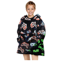 Wearable Blanket Hoodie for Kids Fleece Sweatshirt Blanket Gamer Gifts for Boys Girls Flannel Hooded Blanket with Pocket and Sleeves for Kids (Game Controller) Kids 6-9YR