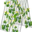 AGTEK 34" x 48" Foldable Cucumber Trellis with Garden Stakes and Zip Ties Plant Support A Frame Metal Trellis for Climbing Plants, Cucumber, Vegetable, Flowers