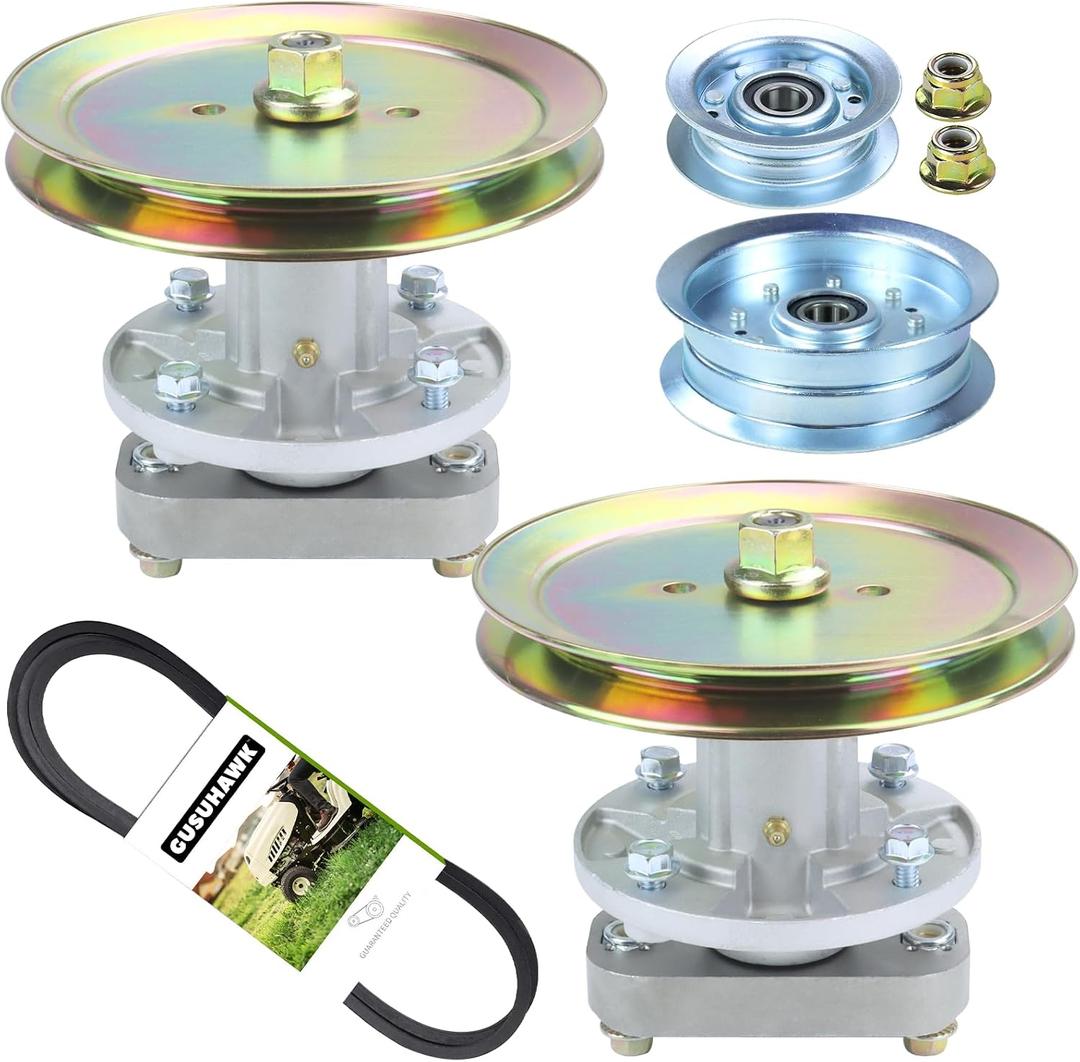 2 Pack GY20785 Spindle Assembly with GX20367 Pulley GY20629 GY20067 Idler Pulley GX20072 Belt Replaces GY20050 for John Deere L110, L111, L118, L105, L107, L108, L100 Lawn Tracors
