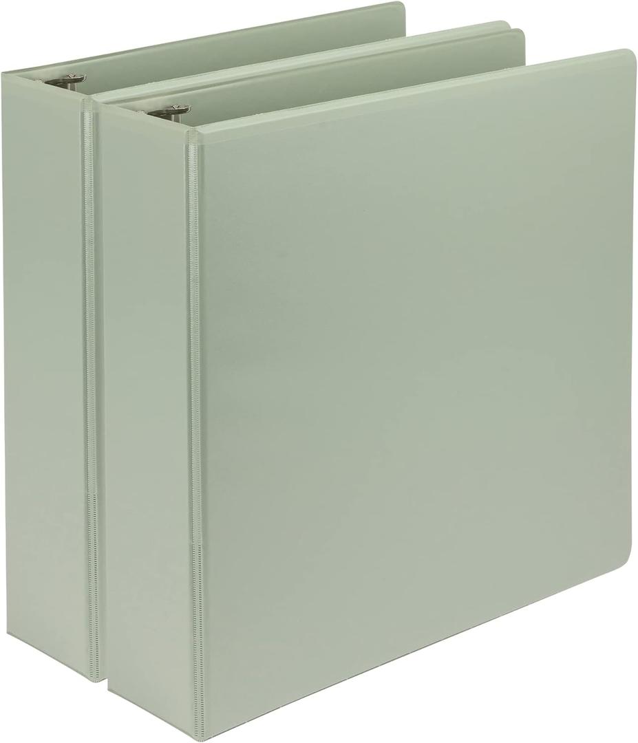 2 x Samsill Plant-Based 2 Inch Durable D-Ring, View Binder, Eco-Friendly, USDA Certified Biobased, 2 Count,Pack of 1, Sage Green