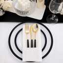 U-QE 100pcs Black Plates Disposable for Party - Clear and Black Plates Disposable Heavy Duty - Fancy Disposable Plates Include 60 10" Dinner and 60 7" Dessert Plate, Perfect for Party & Wedding