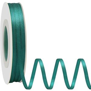 Double Face Teal Satin Ribbon 1/8 Inch X 50 Yards Polyester Teal Ribbons for Gift Wrapping Fabric Ribbon for Crafts Flower Bouquet Sewing Arts Wedding Party Decoration