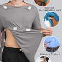 Deyeek Shoulder Post Surgery Recovery Shirts for Men Full Tear Away Short Sleeve T Shirt Adaptive Chemo Clothing (Gray, XXXL)