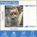 Cat Cleaning Dishes Dishwasher Magnets Cover for Kitchen Decor, Refrigerator Magnet Panel,Washable Reusable Appliance Front Cover for Housewarming Gifts,23 x 26 Inch