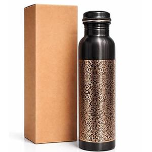 SYLVAROOT Meena Pure Copper Water Bottle for Drinking 34 oz Leak Proof Lid Bottle for Yoga Gym Office Home and Travel (Engraved)