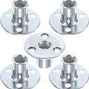 5-Pack M12x25mm T-Nuts Zinc Plated Carbon Steel Tee Nut 3-Hole Round Base Weld Nuts Through Hole Furniture Hardware Flange Insert Female Thread Silver