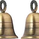 Indian Brass Bells Jingle Bells for Home Door Decor, Crafts, Chimes, Cow Pet Bells, Craft Bells with Hanging Loop, Plain Brass Material for Festival Occasions (2,Plain)