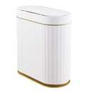 ELPHECO Bathroom Trash Can with lid 2.5 Gallon Waterproof Motion Sensor Wastebasket, Automatic Trash Bin Bathroom Decor for Bedroom and Office White with Golden Trim