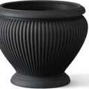 ARBORA 18" Cannes Urn Planter - Premium Polyresin Decorative Outdoor Planter with Drillable Drainage Hole for Optional Indoor Use, Lightweight, Weatherproof Plant Pot for Front Step, Garden, Deck