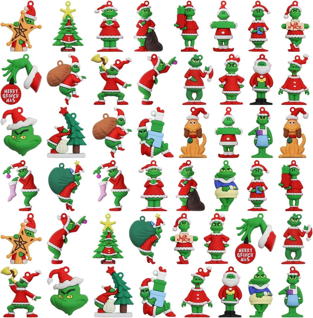 48Pcs Mini Christmas Collectible Dolls Figurines,Christmas Tree Hanging Ornament Gifts for Xmas Goodie Bag Stuffers Winter New Year Holiday Party Favors Decorations