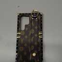 Elegant Retro Compatible with Samsung Galaxy Faux Leather Case with Adjustable Wristband Kickstand, Luxury Electroplating Protective Rectangle Edge Cases Cover (Brown, S23 Ultra)