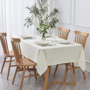 maxmill Textured Tablecloth Stain Resistant Waterproof and Wrinkle Resistant Washable Table Cloth, Fabric Table Cover for Dining Room and Outdoor Use, Rectangle 60 x 120 Inch, Ivory