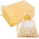 Crweety Organza Bags 3x4 Inch 50 Packs Small Mesh Gift Bags Drawstring Sachet Bags for Party Favor Wedding Baby Shower(Gold)