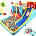 Inflatable Bounce House for Kids 146 x 132 x 82 inch, Indoor/Outdoor Bouncy House with Large Splashing Pool, Bouncing Area, 2 Water Slides,Climbing Wall, UL Certified Blower Included1