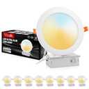 Vtuik 5 Inch LED Recessed Ceiling Light, Dimmable Canless Wafer Downlight, 7CCT 2700K-6500K for Kitchen Living Room Basement Bathroom, Ultra Thin with Junction Box, Damp-Rated 8 Pack