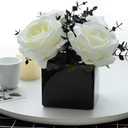 NAWEIDA Artificial Flowers with Small Ceramic Vases, Roses in Vases Plastic Artificial Flowers and Plants,Used for Home Office Wedding Decoration, Table Decoration