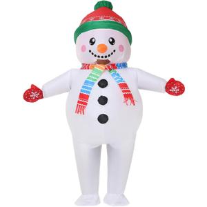Inflatable Snowman Costume Blow up Christmas Costume Party Halloween Suit Christmas Decoration (Green)