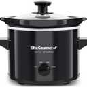 Elite Gourmet MST239X Electric Round Slow Cooker, Adjustable Temp, Entrees, Sauces, Stews & Dips, Dishwasher Safe Glass Lid & Crock, 2 Quart, Black
