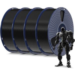 SUNLU 4kg PLA 3D Printer Filament Bundle, Neatly Wound PLA Filament 1.75mm 0.02mm, Individually Vacuum Packed, 4kg in Total, 1kg per Spool, 4 Pack, 4000g, 4Black