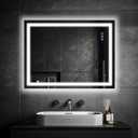 24"x 36" LED Bathroom Mirror with Lights, Anti-Fog, Dimmable, Lighted Bathroom Vanity Mirror with Tempered Glass, Memory Function, 3 Colors, Safe Use (Horizontal/Vertical) (36"L x 24"W, White (3 Light Modes))
