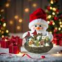 Lightahead Musical Christmas Cardinal Nest Village Carol Singing Scene Figurine with Turning Tree, Light and 8 Melodies