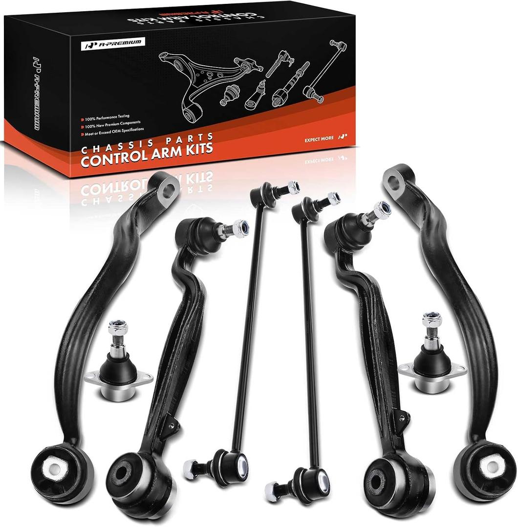 A-Premium Set of 8, Front Upper Control Arm, Lower Control Arm, Sway Bar Link, Lower Ball Joint Compatible with Land Rover MK3 Series - Range Rover 2003-2012, 4WD or AWD Only
