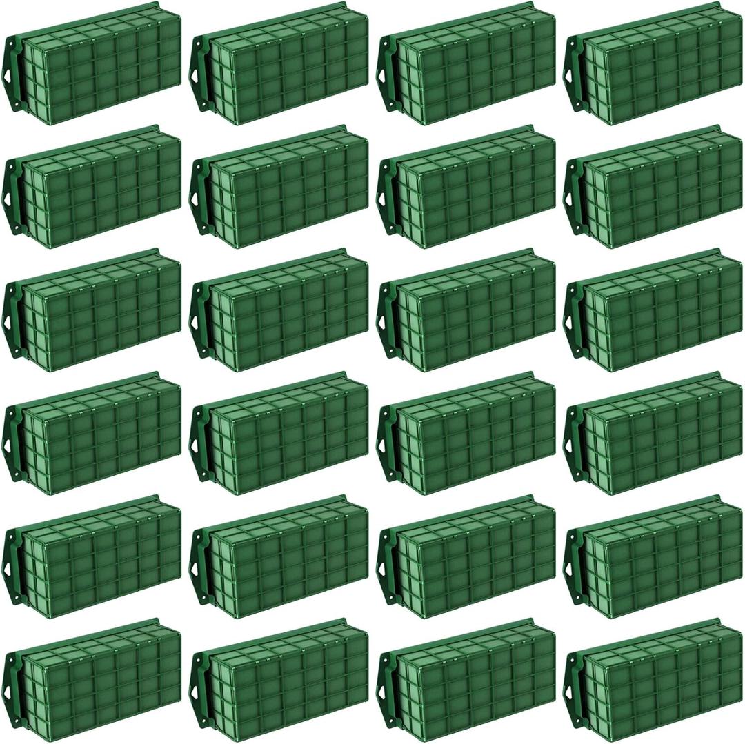 Hahood 24 Packs Floral Foam Cage Rectangle Flower Cage Holders with Floral Foam Flower Arrangement Supplies for Fresh Flowers, Home Wedding Decorations, 11.8 x 4.3 x 3.1 Inches