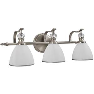 ANDY STAR Brushed Nickel Bathroom Light Fixture, 3 Light Bathroom Vanity Light, Vintage Wall Sconce with Hand-Painted Frosted Lampshade, Wall Lamp in Silver Finish for Bedroom, Living Room, Restroom