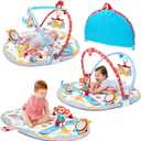 Yookidoo Circus Baby Playmat Gym. with Musical Motorized Mobile, Tummy Time Pillow, Mirror, and Newborn Textured Animal Figures. Infant Activity for 0-12 Month.
