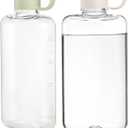 ZEAYEA 2 Pack Portable Flat Water Bottles, 17 oz BPA Free Slim Drinking Bottle, Plastic Travel Water Bottles for Outdoor Sports, Camping, Fitness