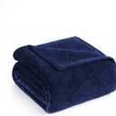 Casa Platino Fleece Blanket Queen Size 300 GSM Navy Blue Fleece Throw for Bed or Couch Soft Cozy Warm Holiday Bed Blanket for Winter, Fuzzy Plush Elegant Gifts for Men & Women - 90x90 Inch