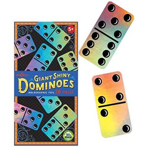 eeBoo: Giant Shiny Holographic Foil Dominoes, Matching, Counting, and Concentration Skills are Learned with This Classic Game for The Whole Family, Perfect for Ages 5 and up