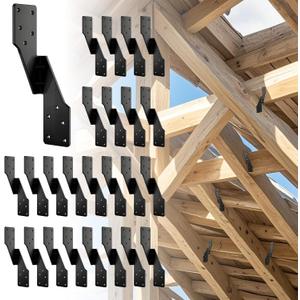 Black Hurricane Ties for Rafters,Hurricane Clips,Hurricane Brackets,Hurricane Straps for Shed,Rafter Hangers,Truss Brackets,Rafter Bracket(Left 25 pcs)