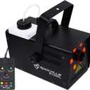 Rockville R1200L Fog/Smoke Machine w LED Lights/Strobe, 7 Channel DMX+2 Remotes, Black