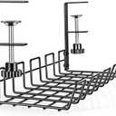 WILLIZTER Under Desk Cable Management Tray Organizer for Cord Wire Desk Table Rack No Drill Installation for Home Office Workstation PC Computer Desktop Laptop