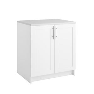 Prepac Elite 32" W Storage Cabinet with Doors and Shelves, White Garage Cabinet, Bathroom Storage with 1 Adjustable Shelf 24.5" D x 32" W x 36" H, WSCR-1005-1