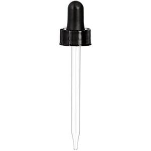 JUVITUS Black Straight Tip Glass Dropper Closure Top for Boston Round Bottles 19 Pack (2 oz / 60 ml (20-400 Neck Size))